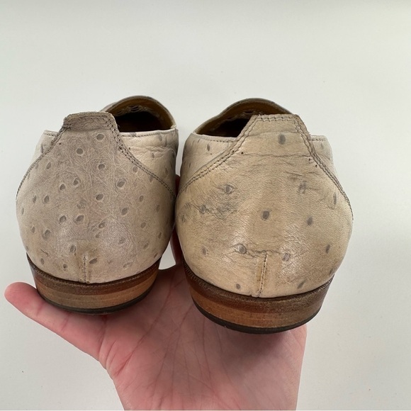 Kenneth Cole mens loafers 10 cream woven Italian ostrich quill vintage 80s 90s main image 11